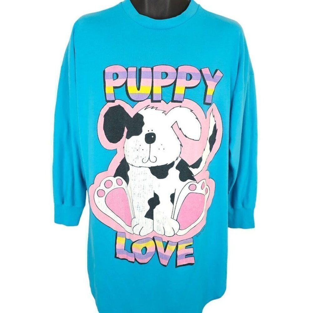 Puppy Love Sleep T Shirt Mens Size XL Vintage 90s Animal Tee Made In USA